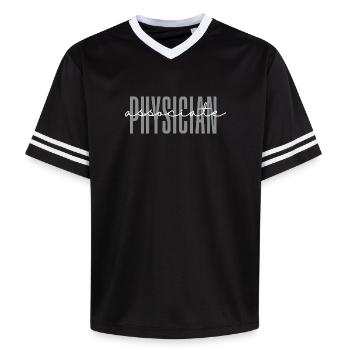 Physician Associate PA Student Grade Future  - Unisex Football Style Mesh T-Shirt - black/white - Front - AI Model Female 172 light (172cm) & AI Model Male 185 light (185cm)