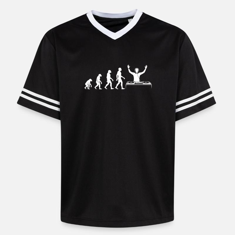Evolution zum DJ mit Turntable - Unisex Football Style Mesh T-Shirt - Schwarz/Weiß