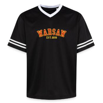 Warschau gegründet 2006 - Unisex Football Style Mesh T-Shirt - Schwarz/Weiß - Vorne - AI Model Female 172 light (172cm) & AI Model Male 185 light (185cm)