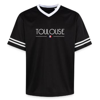 Toulouse - T-shirt de foot unisexe en mesh - noir/blanc - Devant - AI Model Female 172 light (172cm) & AI Model Male 185 light (185cm)