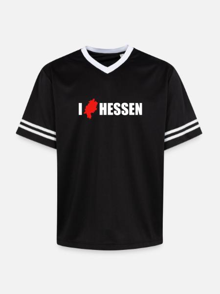 I Love Hessen - Unisex Football Style Mesh T-Shirt - Schwarz/Weiß