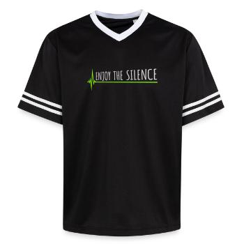 Enjoy The Silence Saying Calm Silence Introvert - Unisex Football Style Mesh T-Shirt - black/white - Front - AI Model Female 172 light (172cm) & AI Model Male 185 light (185cm)