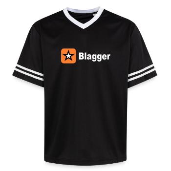 big blagger star - Unisex Football Style Mesh T-Shirt - black/white - Front - AI Model Female 172 light (172cm) & AI Model Male 185 light (185cm)