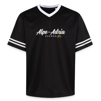 Piste cyclable de l’Alpe Adria - T-shirt de foot unisexe en mesh - noir/blanc - Devant - AI Model Female 172 light (172cm) & AI Model Male 185 light (185cm)