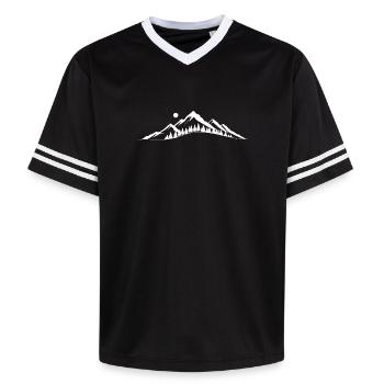 Mountain Dawn Silhouette - Unisex Football Style Mesh T-Shirt - black/white - Front - AI Model Female 172 light (172cm) & AI Model Male 185 light (185cm)