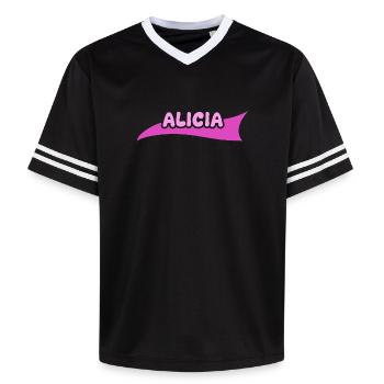 Gift for Alicia - Unisex Football Style Mesh T-Shirt - black/white - Front - AI Model Female 172 light (172cm) & AI Model Male 185 light (185cm)