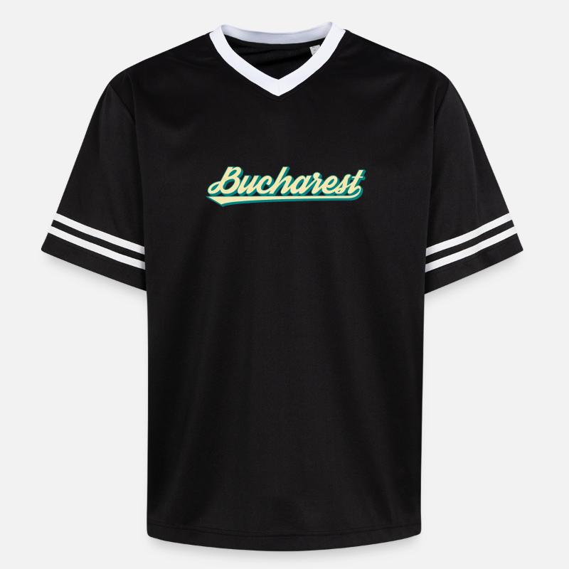 Bucarest Retro Script - T-shirt de foot unisexe en mesh - noir/blanc