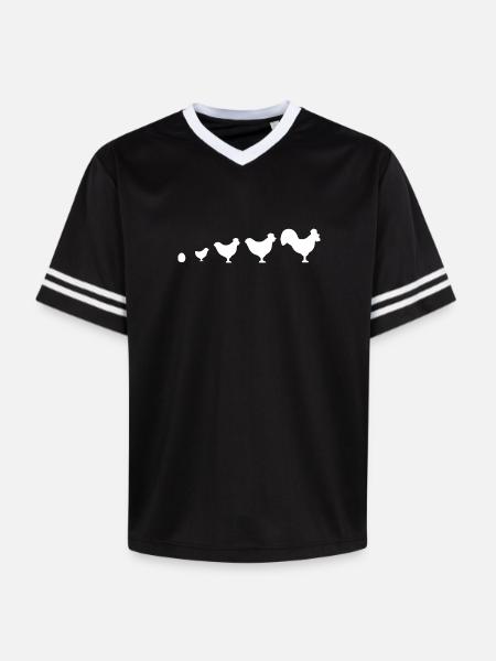 Evolution Farmer Chicken Rooster Funny - Unisex Football Style Mesh T-Shirt - black/white