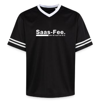 Saas-Fee coordinates Valais Switzerland - Unisex Football Style Mesh T-Shirt - black/white - Front - AI Model Female 172 light (172cm) & AI Model Male 185 light (185cm)