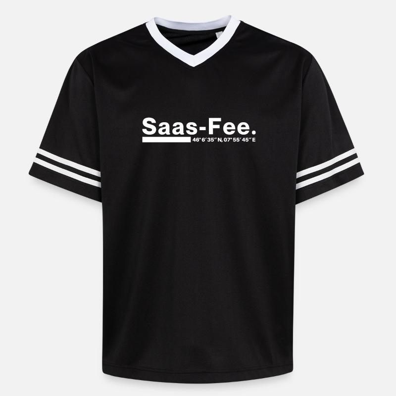 Coordonnées Saas-Fee Valais, Suisse - Unisex Football Style Mesh T-Shirt - noir/blanc