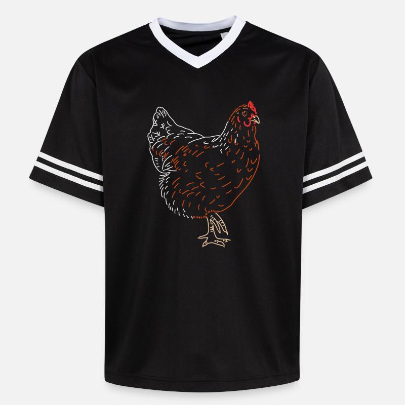 Hahn oder Henne - Unisex Football Style Mesh T-Shirt - Schwarz/Weiß