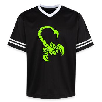 skorpion_01_3d - Unisex Football Style Mesh T-Shirt - black/white - Front - AI Model Female 172 light (172cm) & AI Model Male 185 light (185cm)
