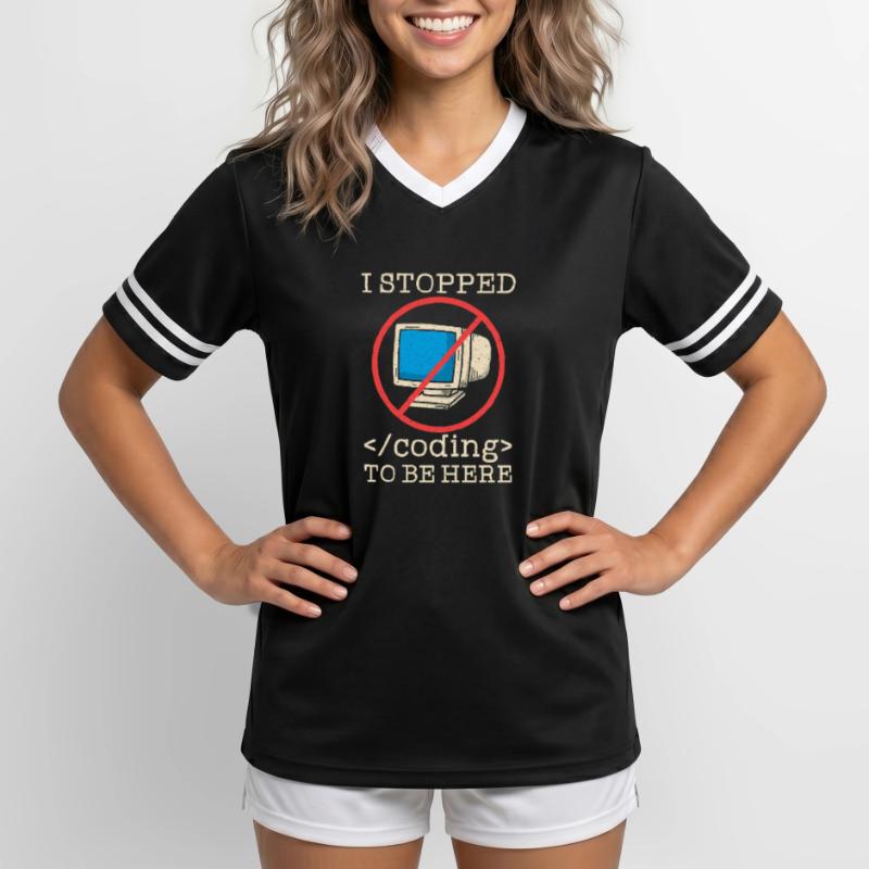 Programmer en train de coder drôle T-shirt de foot unisexe en mesh