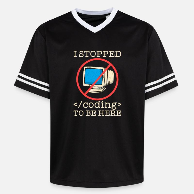 Coding funny saying programmer - Unisex Football Style Mesh T-Shirt - black/white