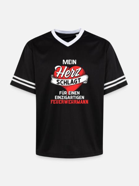 Heart beats for a firefighter - Unisex Football Style Mesh T-Shirt - black/white