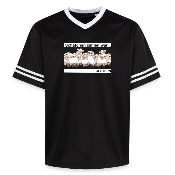 Schäfchen zählen - Unisex Football Style Mesh T-Shirt - Schwarz/Weiß - Vorne - AI Model Female 172 light (172cm) & AI Model Male 185 light (185cm)