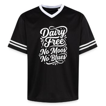 Gluten Free Moss Blues Humor Saying - Unisex Football Style Mesh T-Shirt - black/white - Front - AI Model Female 172 light (172cm) & AI Model Male 185 light (185cm)