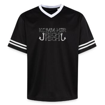 VENEZ ICI FISCHI FISCHI - T-shirt de foot unisexe en mesh - noir/blanc - Devant - AI Model Female 172 light (172cm) & AI Model Male 185 light (185cm)