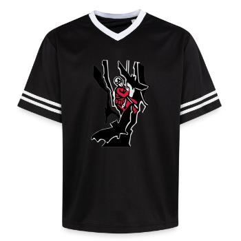 speleo2 - Unisex Football Style Mesh T-Shirt - black/white - Front - AI Model Female 172 light (172cm) & AI Model Male 185 light (185cm)