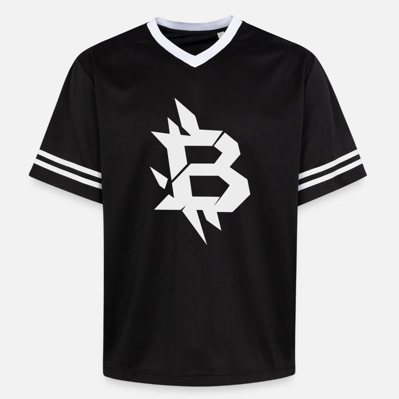 Bitcoin B angular design - Unisex Football Style Mesh T-Shirt - black/white