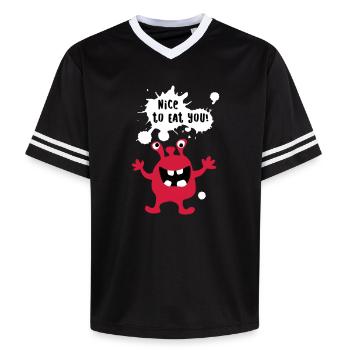 Monster Cool Comics Quotes Funny Fun - Unisex Football Style Mesh T-Shirt - black/white - Front - AI Model Female 172 light (172cm) & AI Model Male 185 light (185cm)