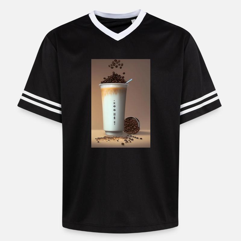 Café, grains de café - T-shirt de foot unisexe en mesh - noir/blanc