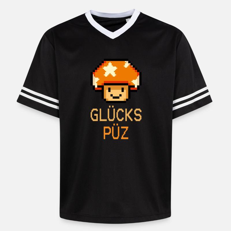 Glückspüz - Lucky Guy, Dialecte, Pixel - T-shirt de foot unisexe en mesh - noir/blanc