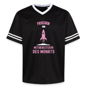 Meilleur coiffeur, Employé du mois, Coiffeur - T-shirt de foot unisexe en mesh - noir/blanc - Devant - AI Model Female 172 light (172cm) & AI Model Male 185 light (185cm)
