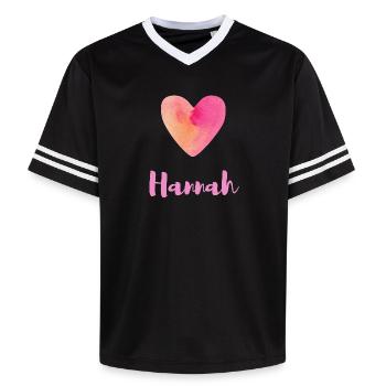 Hannah Rosa Herz Feminines Mädchen Outfit Tee - Unisex Football Style Mesh T-Shirt - Schwarz/Weiß - Vorne - AI Model Female 172 light (172cm) & AI Model Male 185 light (185cm)