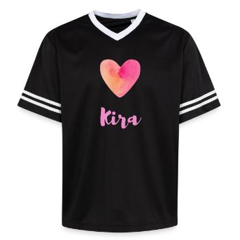Kira Pink Heart Girl Esthétique féminine - T-shirt de foot unisexe en mesh - noir/blanc - Devant - AI Model Female 172 light (172cm) & AI Model Male 185 light (185cm)