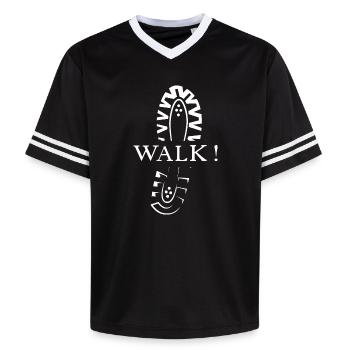 running shoe icon shoe print nature runner icon - Unisex Football Style Mesh T-Shirt - black/white - Front - AI Model Female 172 light (172cm) & AI Model Male 185 light (185cm)