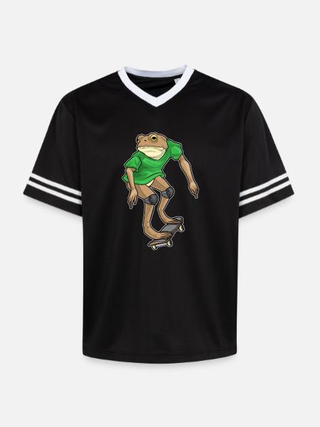 Frog Skater Skateboard - Unisex Football Style Mesh T-Shirt - black/white