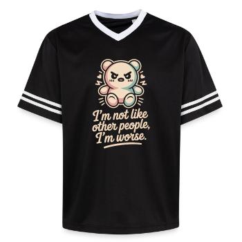 I'm Not Like Other People I'm Worse Frech Gothic - Unisex Football Style Mesh T-Shirt - black/white - Front - AI Model Female 172 light (172cm) & AI Model Male 185 light (185cm)
