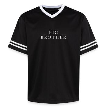 Big Brother Lettering White Big Brother - Unisex Football Style Mesh T-Shirt - black/white - Front - AI Model Female 172 light (172cm) & AI Model Male 185 light (185cm)