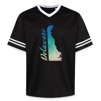 Delaware - Unisex Football Style Mesh T-Shirt - Schwarz/Weiß - Vorne - AI Model Female 172 light (172cm) & AI Model Male 185 light (185cm)