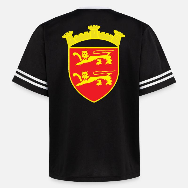 ROT WAPPEN LÖWENTURM ODER COPYRIGHT RUNEMBERG - Unisex Football Style Mesh T-Shirt - Schwarz/Weiß