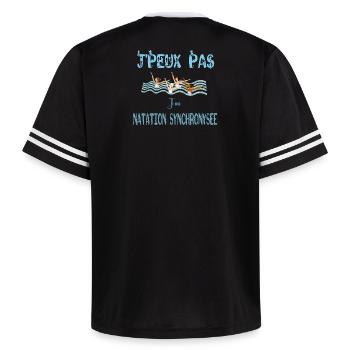 I can't I have synchronized swimming - Unisex Football Style Mesh T-Shirt - black/white - Back - AI Model Male 185 light (185cm)