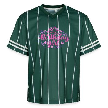 Birthday Girlie with Crown Heart Confetti - Unisex Football Style Mesh T-Shirt - darkgreen/white - Front - AI Model Female 172 light (172cm) & AI Model Male 185 light (185cm)