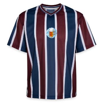 Bière - T-shirt de foot unisexe en mesh - bordeaux/bleu marine - Devant - AI Model Female 172 light (172cm) & AI Model Male 185 light (185cm)