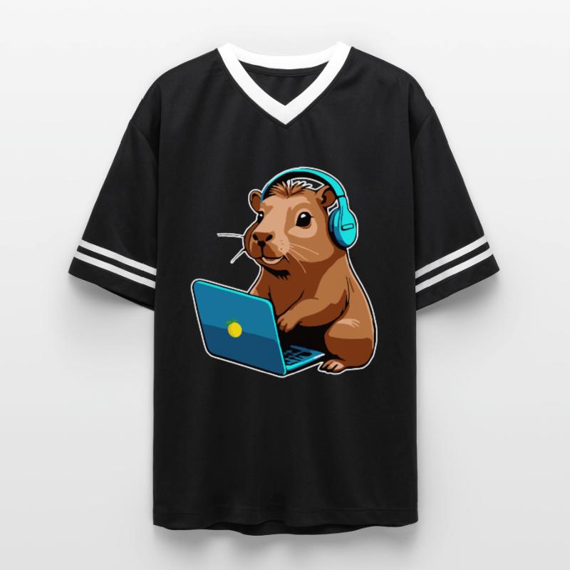 Capybara Programmierer Coder Computer Unisex Football Style Mesh T-Shirt