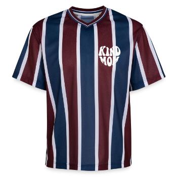 Kind Mom Heart Logo - Customizable color - Unisex Football Style Mesh T-Shirt - burgundy/navy - Front - AI Model Female 172 light (172cm) & AI Model Male 185 light (185cm)