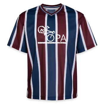 bester Opa Fahrrad Mountainbike Radeln Kritzeln - Unisex Football Style Mesh T-Shirt - Bordeaux/Navy - Vorne - AI Model Female 172 light (172cm) & AI Model Male 185 light (185cm)
