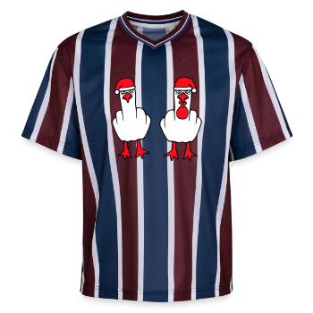 2 Seagulls Middle Finger Insult Christmas Team - Unisex Football Style Mesh T-Shirt - burgundy/navy - Front - AI Model Female 172 light (172cm) & AI Model Male 185 light (185cm)