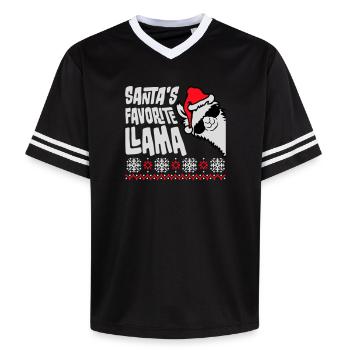 Santa's Favorite Llama Cool Sonnenbrille Seitlich - Unisex Football Style Mesh T-Shirt - Schwarz/Weiß - Vorne - AI Model Female 172 light (172cm) & AI Model Male 185 light (185cm)