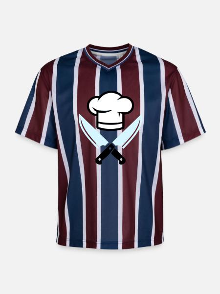 Chef's Hat Knife Logo - Unisex Football Style Mesh T-Shirt - burgundy/navy