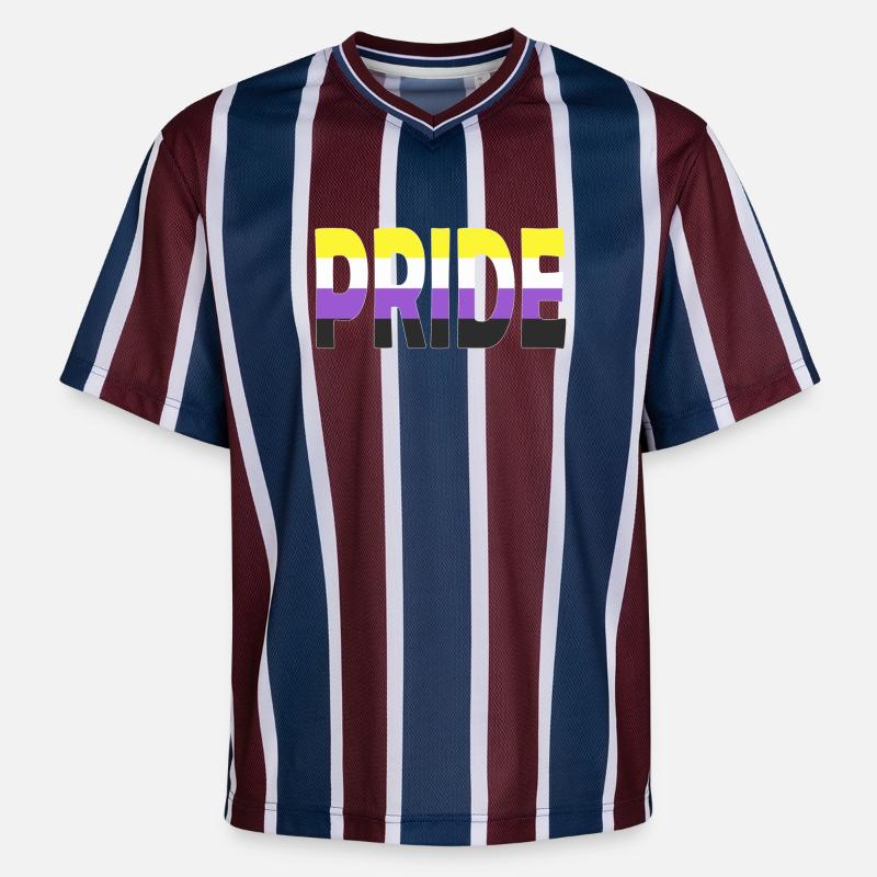 Pride lettering Non-Binary Non-Binary LGBTQ - Unisex Football Style Mesh T-Shirt - burgundy/navy
