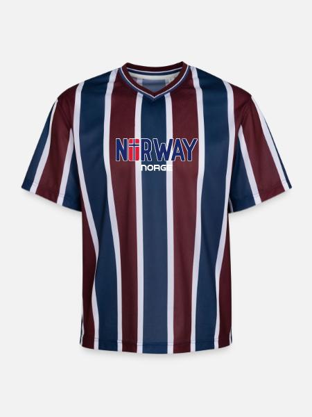 Norge - Norge - Norge - Flag - Skandinavien - Unisex fodbold-T-shirt i mesh - bordeaux/marine