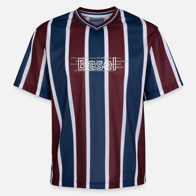 Schweizer Städte Basel - Unisex Football Style Mesh T-Shirt - Bordeaux/Navy