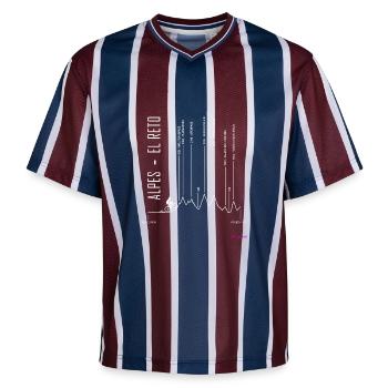 ZURICH APRICA for black - Unisex Football Style Mesh T-Shirt - burgundy/navy - Front - AI Model Female 172 light (172cm) & AI Model Male 185 light (185cm)