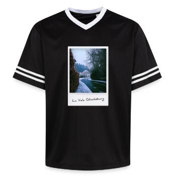 Life Glücksburg - Unisex Football Style Mesh T-Shirt - black/white - Front - AI Model Female 172 light (172cm) & AI Model Male 185 light (185cm)